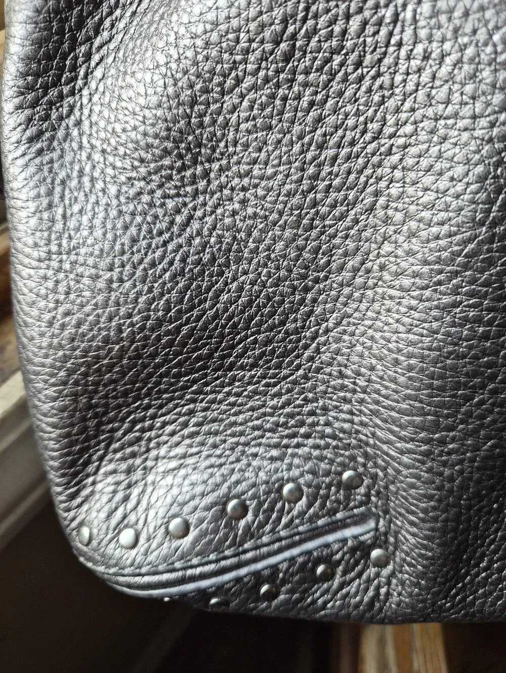 Michael Kors Ladies Pewter Astor Studded Satchel Handbag